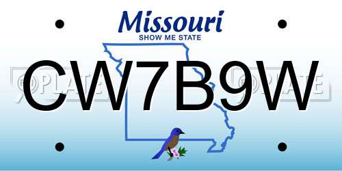 CW7B9W Missouri License Plate
