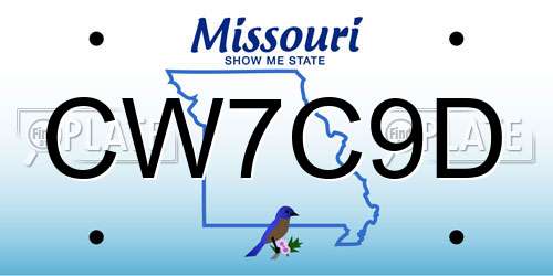 CW7C9D Missouri License Plate
