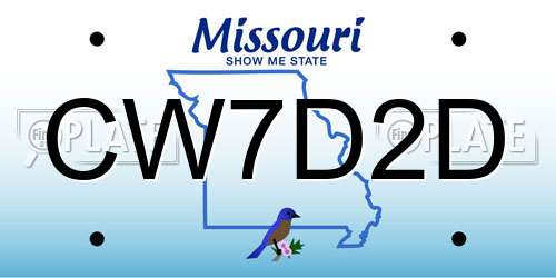 CW7D2D Missouri License Plate