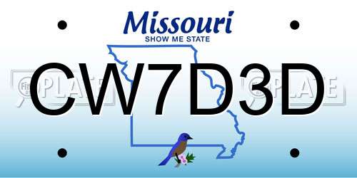 CW7D3D Missouri License Plate