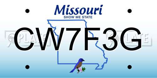 CW7F3G Missouri License Plate