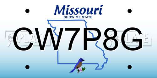 CW7P8G Missouri License Plate