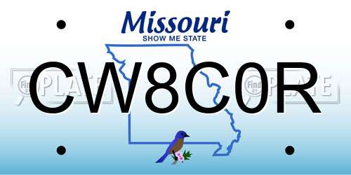 CW8C0R Missouri License Plate