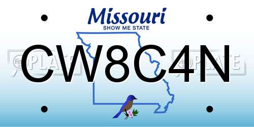 CW8C4N Missouri License Plate
