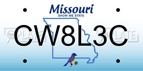 CW8L3C Missouri License Plate