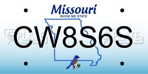 CW8S6S Missouri License Plate