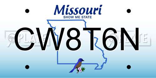 CW8T6N Missouri License Plate