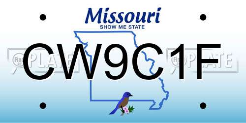 CW9C1F Missouri License Plate