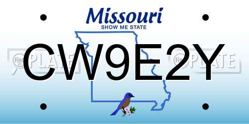 CW9E2Y Missouri License Plate