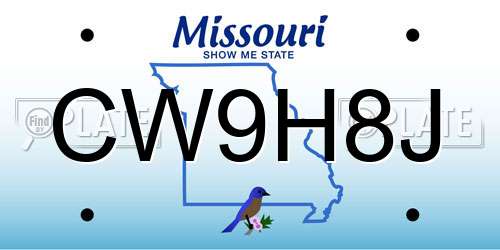 CW9H8J Missouri License Plate