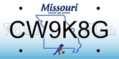 CW9K8G Missouri License Plate