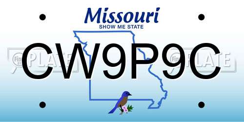 CW9P9C Missouri License Plate
