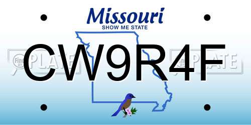 CW9R4F Missouri License Plate