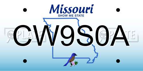 CW9S0A Missouri License Plate