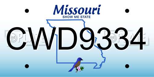 CWD9334 Missouri License Plate