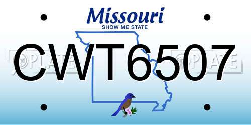 CWT6507 Missouri License Plate