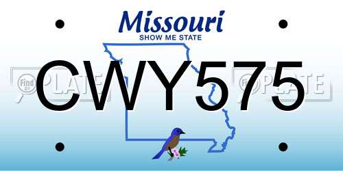 CWY575 Missouri License Plate