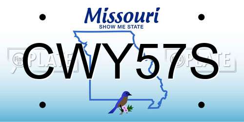 CWY57S Missouri License Plate