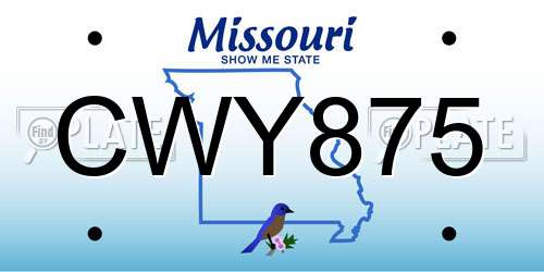 CWY875 Missouri License Plate