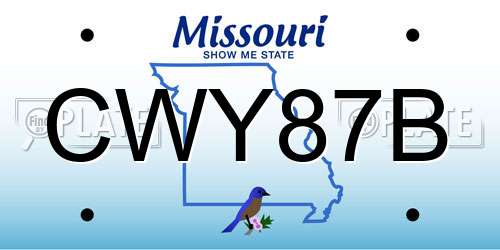 CWY87B Missouri License Plate
