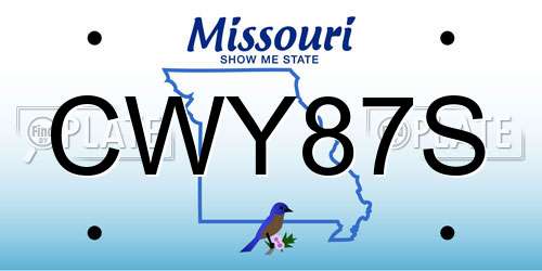 CWY87S Missouri License Plate
