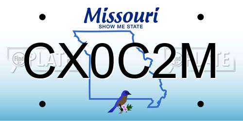 CX0C2M Missouri License Plate