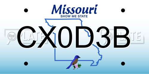 CX0D3B Missouri License Plate