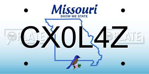 CX0L4Z Missouri License Plate