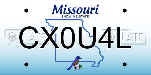 CX0U4L Missouri License Plate