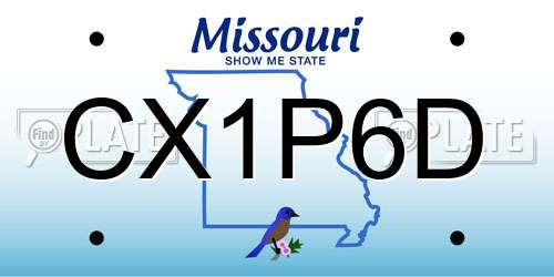CX1P6D Missouri License Plate