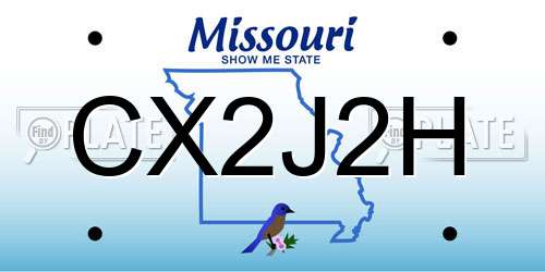 CX2J2H Missouri License Plate