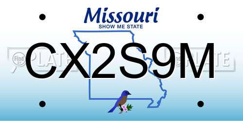 CX2S9M Missouri License Plate