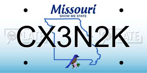 CX3N2K Missouri License Plate