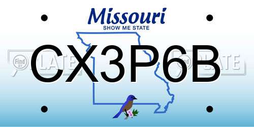 CX3P6B Missouri License Plate