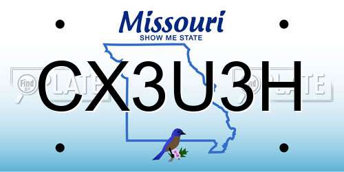 CX3U3H Missouri License Plate