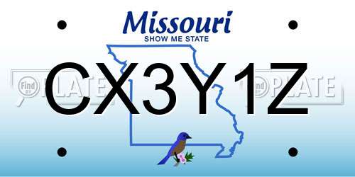 CX3Y1Z Missouri License Plate