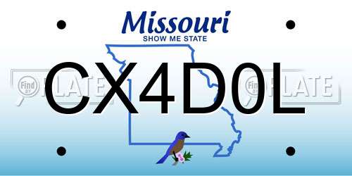 CX4D0L Missouri License Plate