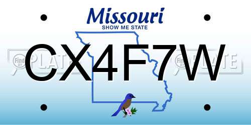CX4F7W Missouri License Plate