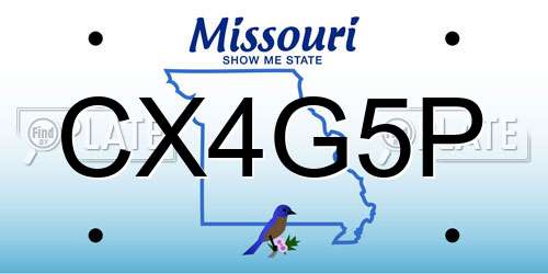 CX4G5P Missouri License Plate