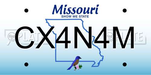 CX4N4M Missouri License Plate