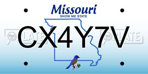 CX4Y7V Missouri License Plate
