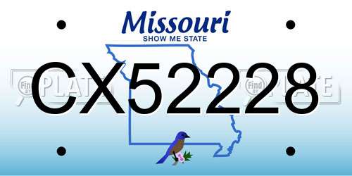 CX52228 Missouri License Plate