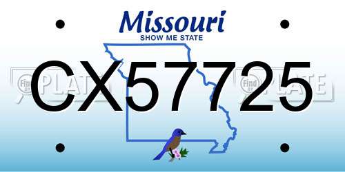 CX57725 Missouri License Plate