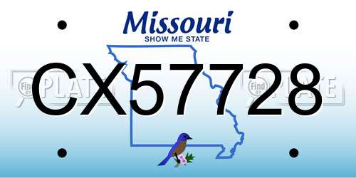 CX57728 Missouri License Plate