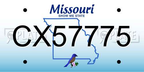 CX57775 Missouri License Plate