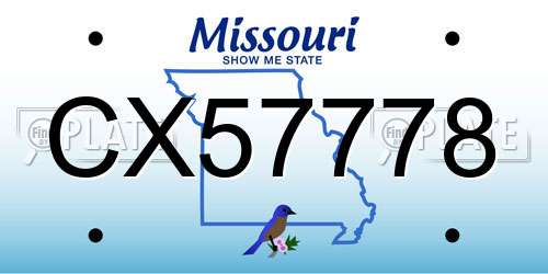 CX57778 Missouri License Plate