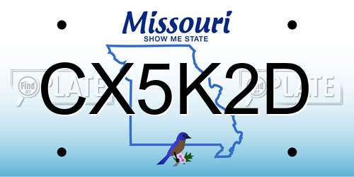CX5K2D Missouri License Plate