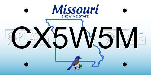 CX5W5M Missouri License Plate
