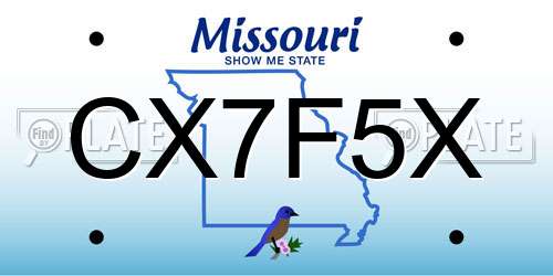 CX7F5X Missouri License Plate