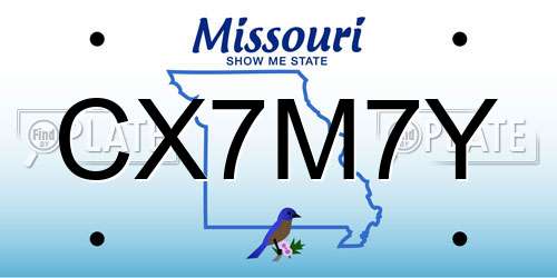 CX7M7Y Missouri License Plate